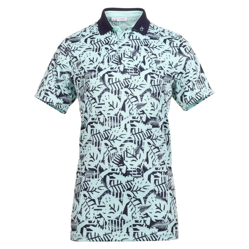 Calvin Klein Golf Abstract Print Shirt CKMS24879 Aqua Evening Blue 1