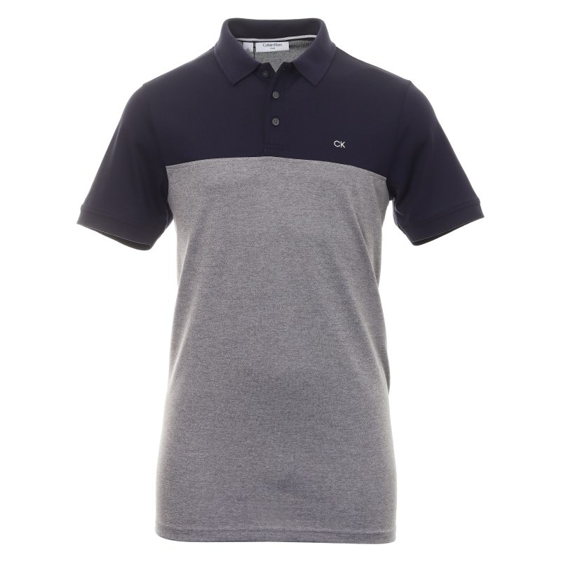 Calvin Klein Golf Colour Block Shirt C9690 Navy Silver Marl 1