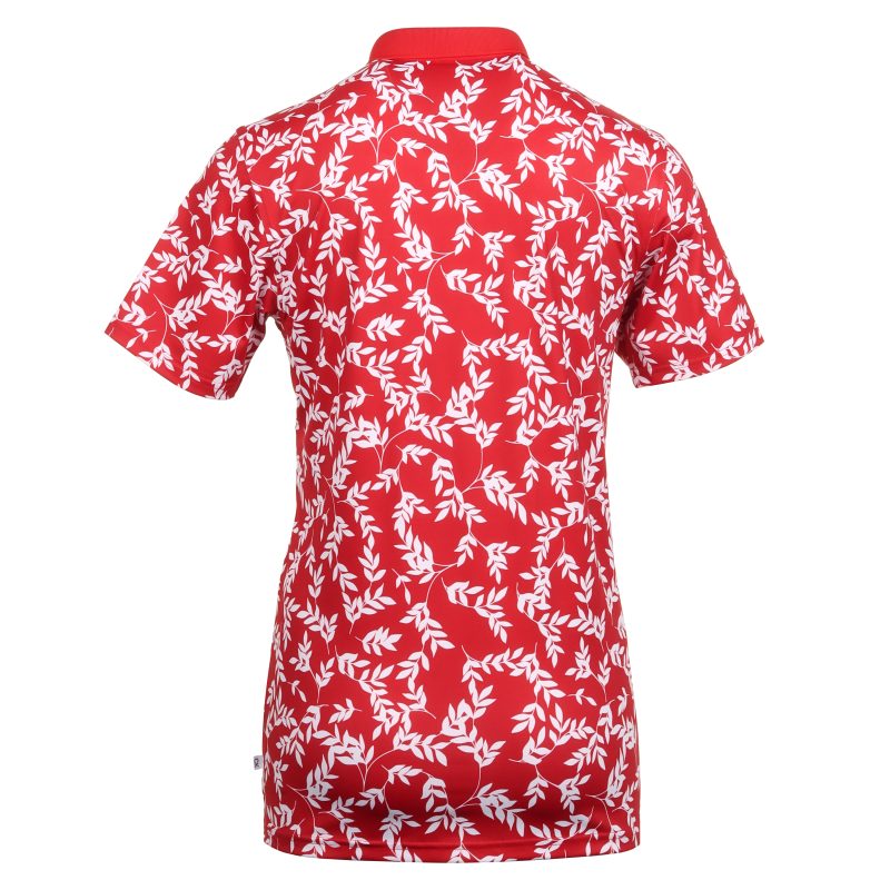 Calvin Klein Golf Leaf Print Shirt CKMS24878 Red White 2