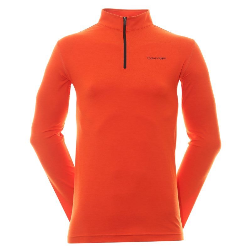 Calvin Klein Golf Newport 1 2 Zip C9924 Spicy Orange Marl 1