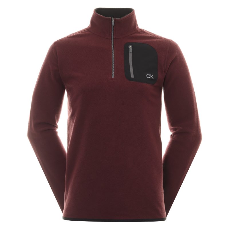 Calvin Klein Golf Planet Fleece 1 4 Zip C9688 Burgundy 1