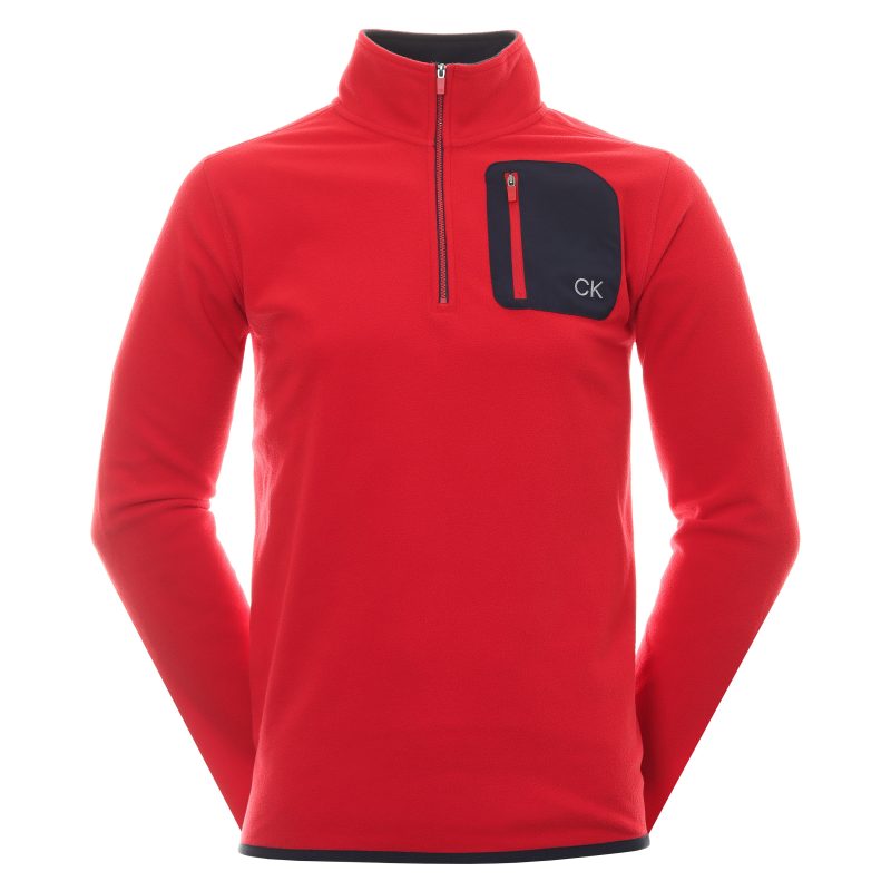 Calvin Klein Golf Planet Fleece 1 4 Zip C9688 Red 1