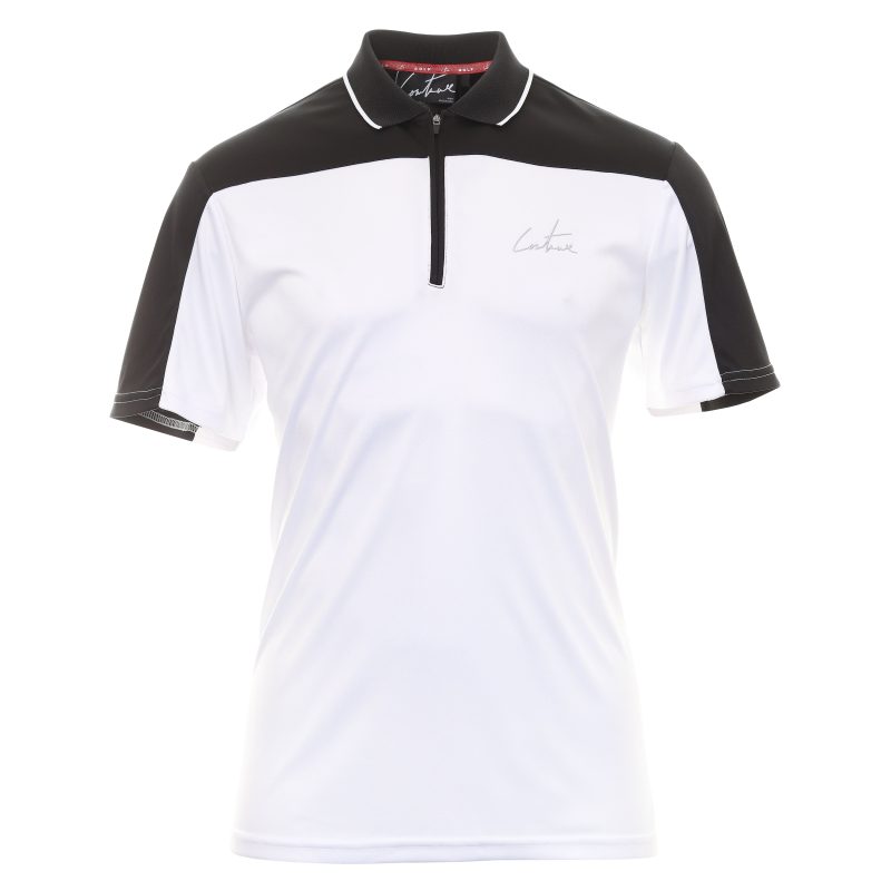 Couture Club Golf Panelled 1 4 Shirt TCCM1977 Black White 1