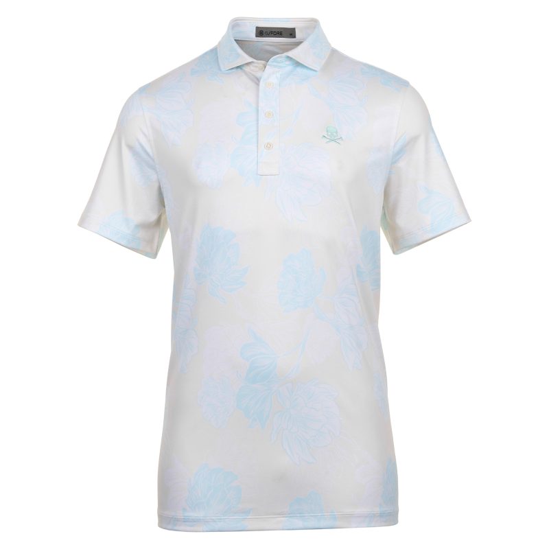 G FORE Stamped Floral Tech Jersey Polo GMP000051 Stone 1