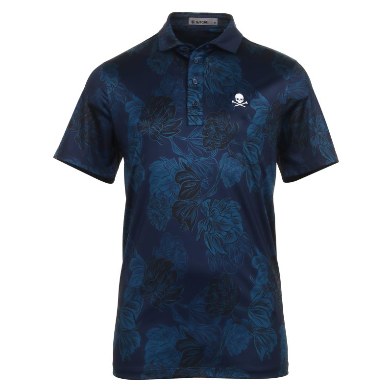 G FORE Stamped Floral Tech Jersey Polo GMP000051 Twilight 1