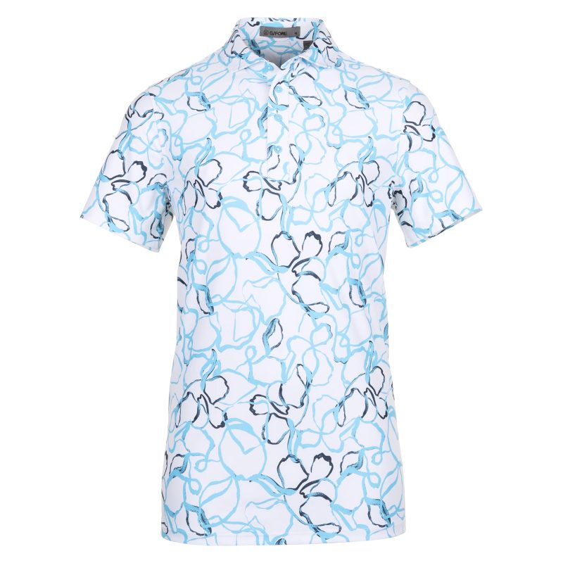 G FORE Watercolour Floral Tech Pique Polo GMP000047 Fountain 1