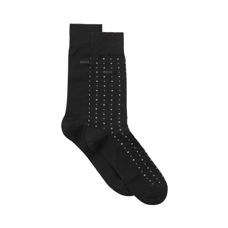 Hugo BOSS 2 Pair Mini Pattern Crew Socks 50473127 Black 001 1