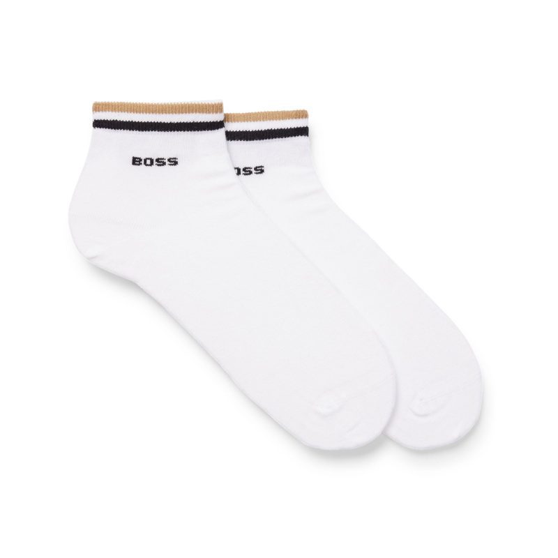 Hugo BOSS 2 Pair Signature Stripe Ankle Socks 50491195 100 1