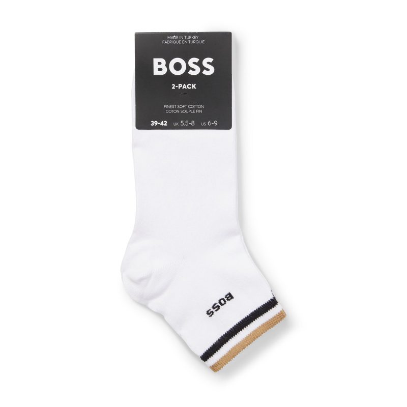 Hugo BOSS 2 Pair Signature Stripe Ankle Socks 50491195 100 2