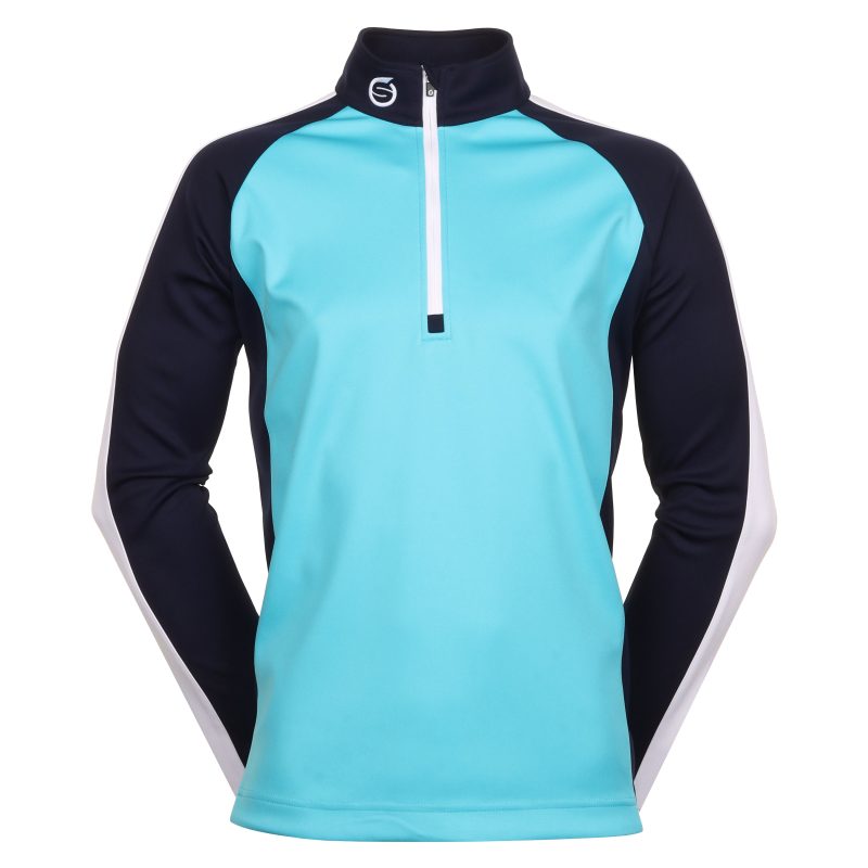 Sunderland Golf Aspen Zip Top SUNMM39 ASP Aqua Navy White 1