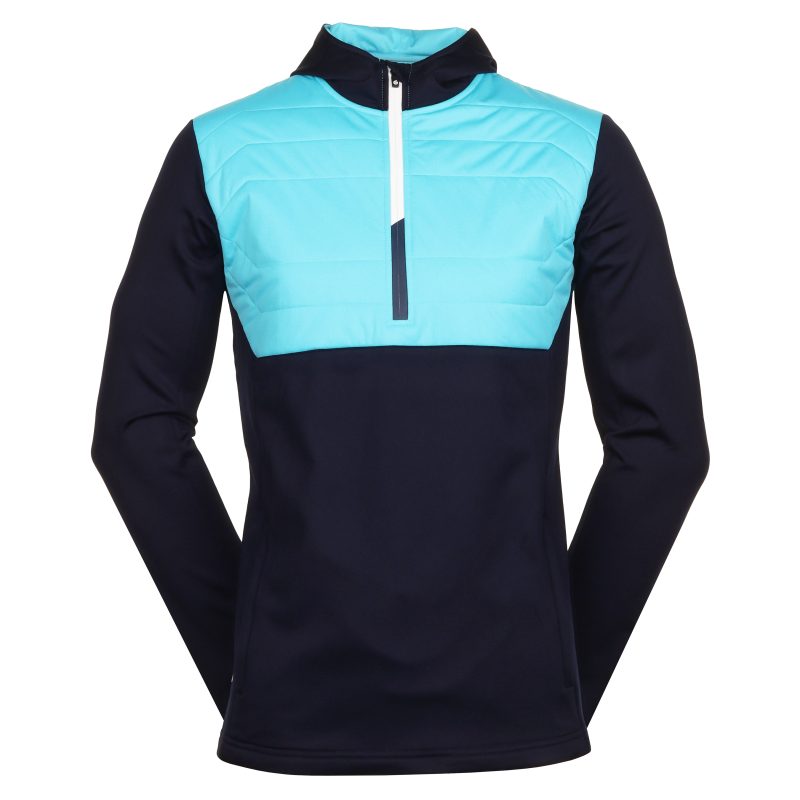 Sunderland Golf Everest Hybrid Hoodie SUNMM90 EVE Navy Aqua White 1