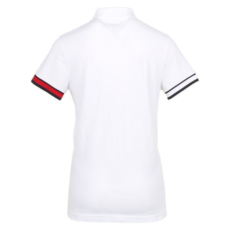 Tommy Hilfiger Flag Cuff Polo Shirt MW0MW35601 White YBR 2