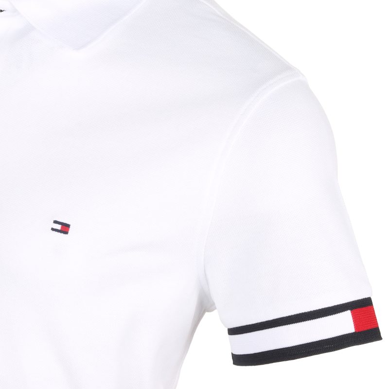 Tommy Hilfiger Flag Cuff Polo Shirt MW0MW35601 White YBR 3