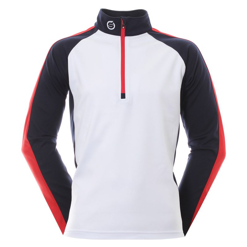 sunderland golf aspen zip top white navy red